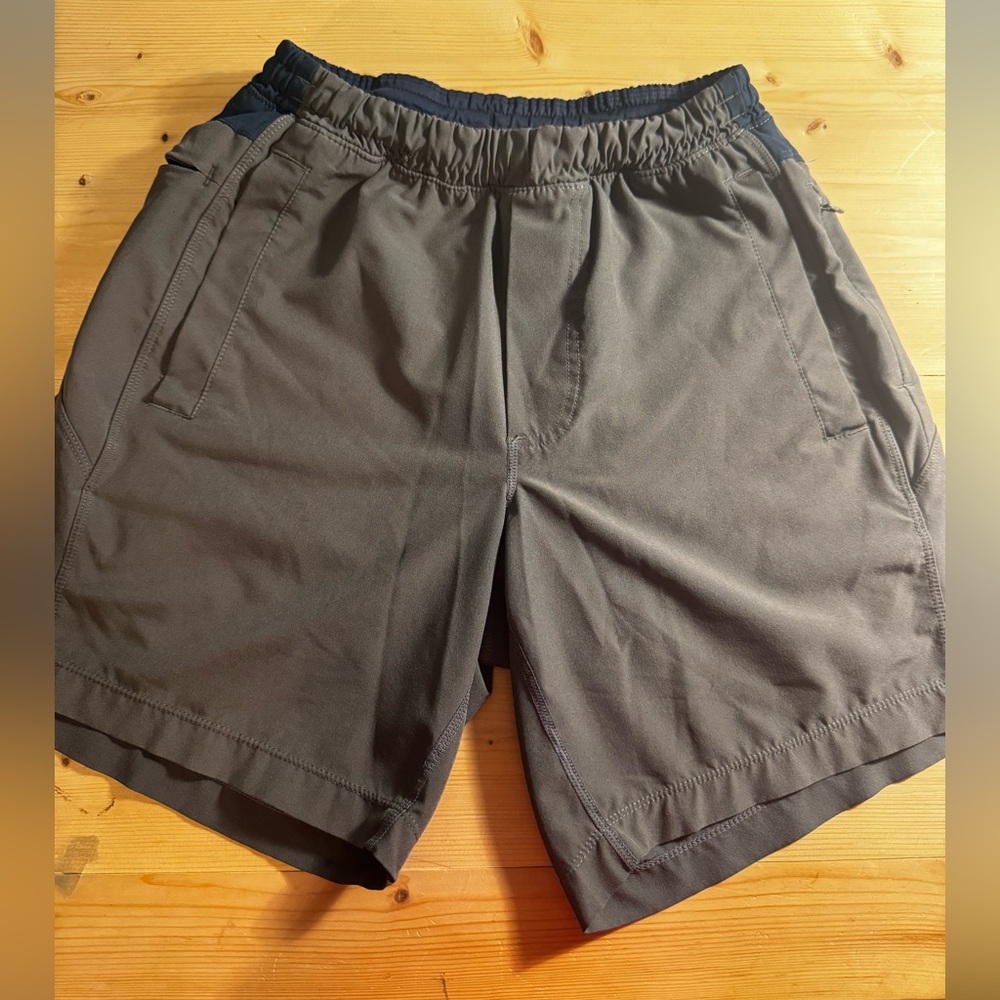 Birddogs Men's Athletic Shorts — Taupe Body with Navy Waistband - Picture 2 of 5